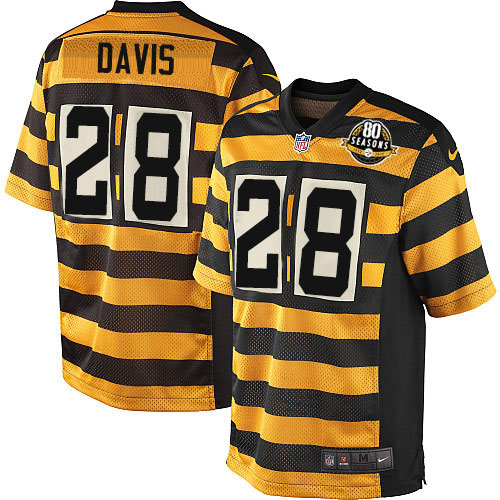 Youth Elite Sean Davis 80th Anniversary Nike Jersey Gold/Black Alternate - #28 Throwback NFL Pittsburgh Steelers